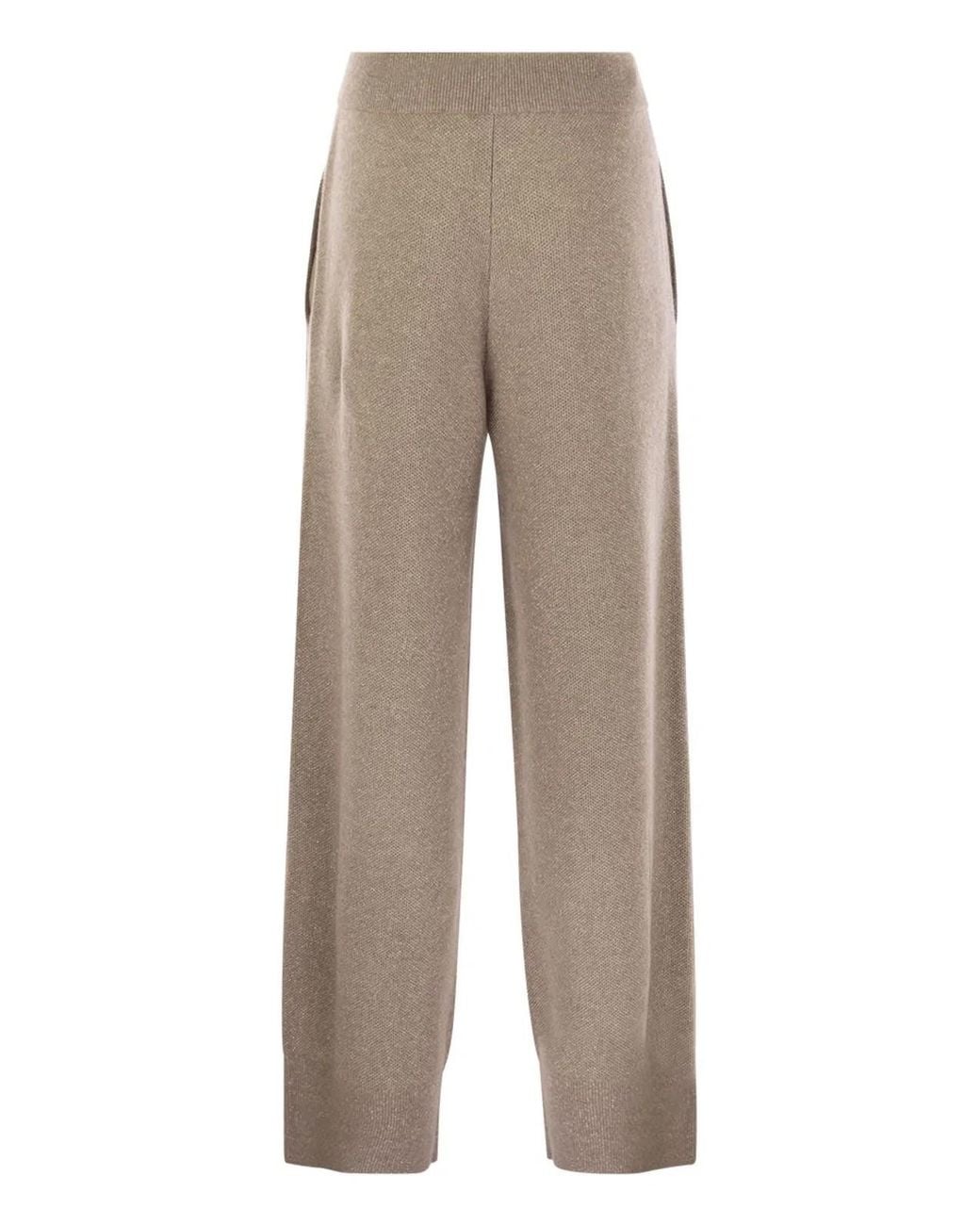 Brunello Cucinelli Gray English Rib Cashmere And Viscose Knit Trousers
