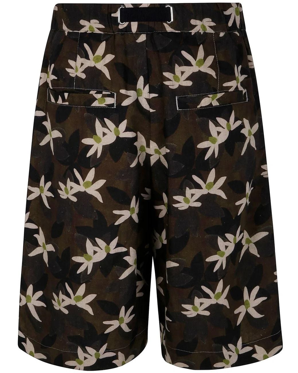 White Sand Black Short Bermuda Trousers for men