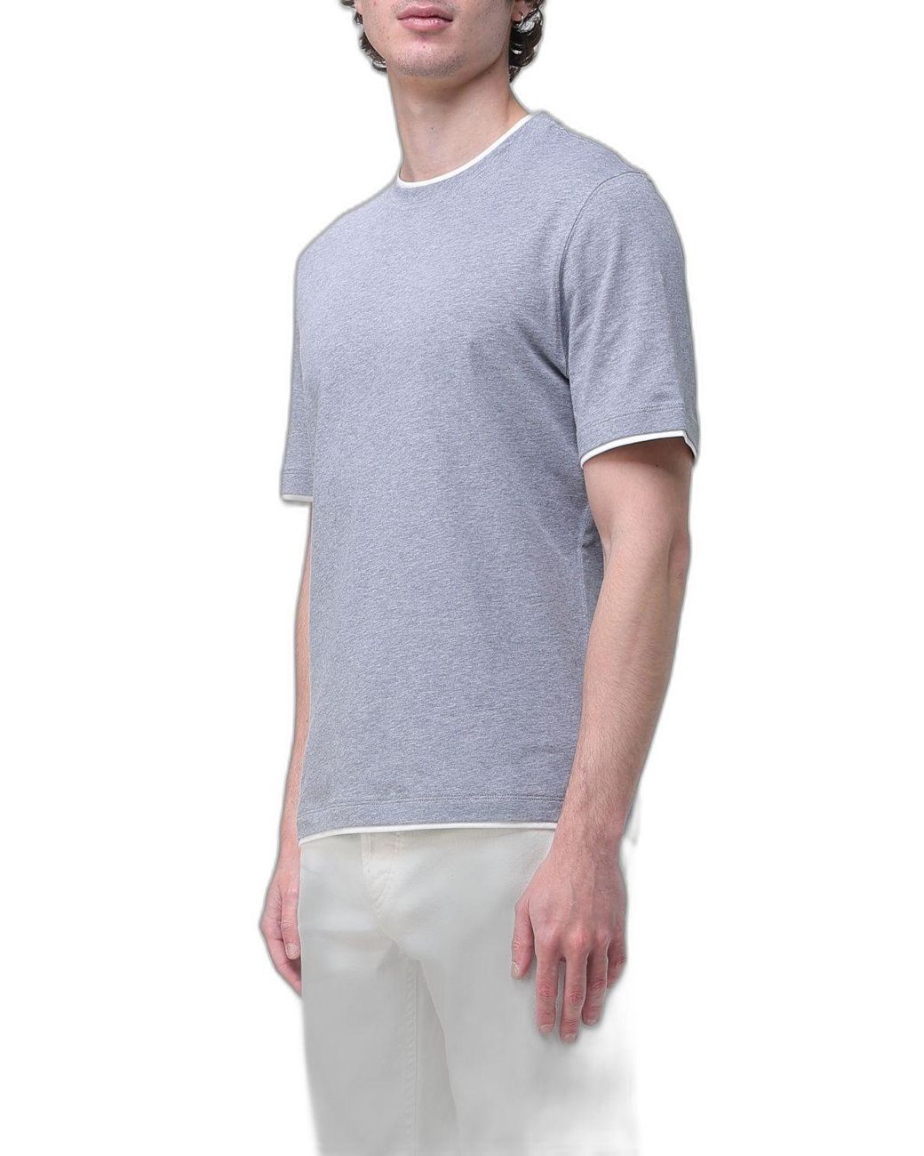 Brunello Cucinelli Blue Cotton T-Shirt for men