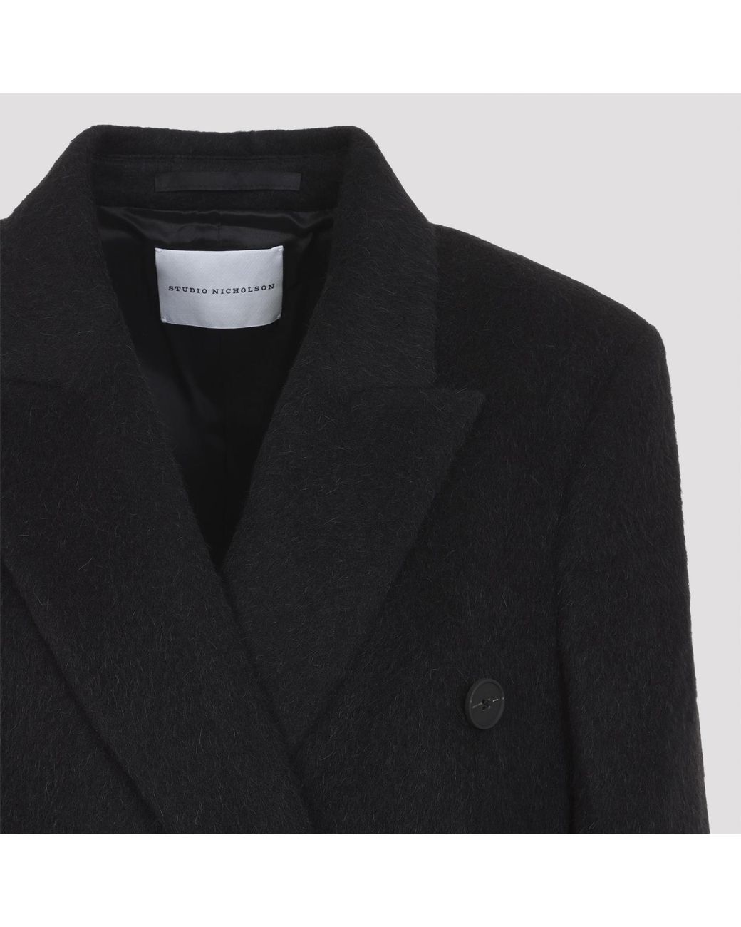 Studio Nicholson Black Aber Oversized Double Breasted Coat