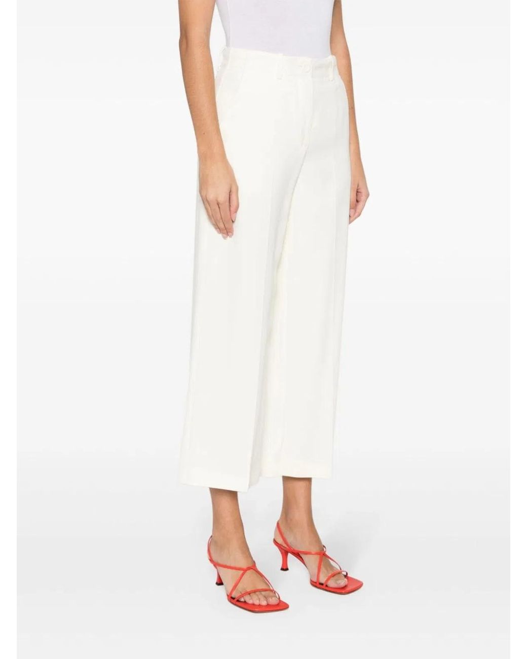 Erika Cavallini Semi Couture White Wide-Leg Trousers