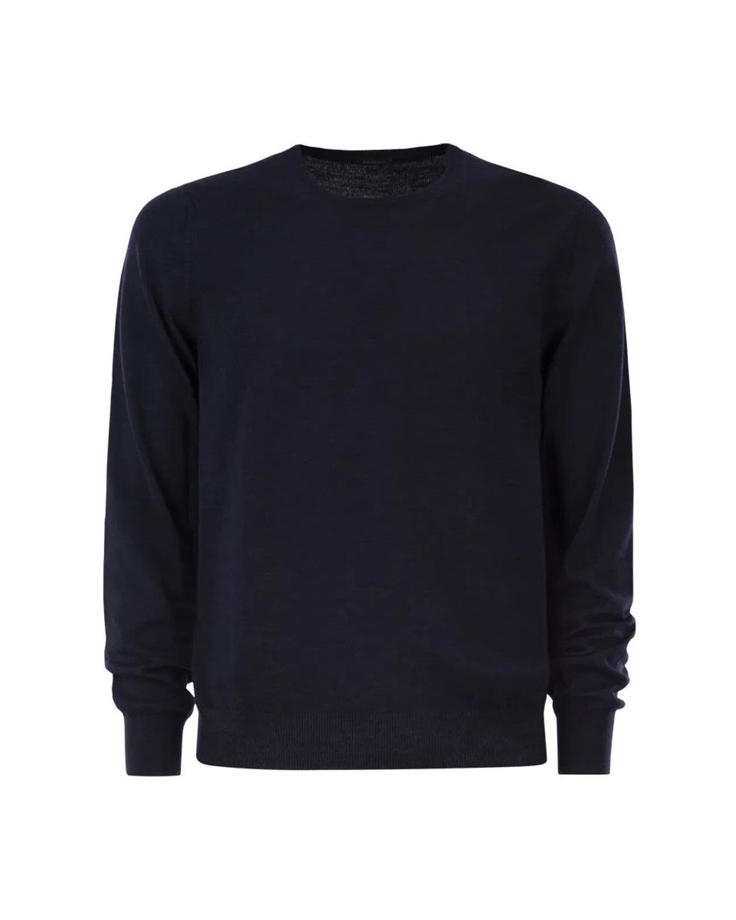 Kiton Blue Long-Sleeved Wool Crew Neck Jumper for men