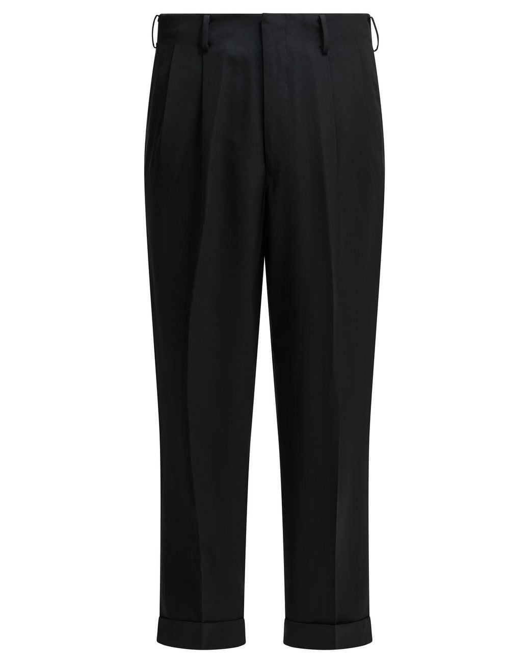 A.PRESSE Black Wool Rayon Tailored Pants for men