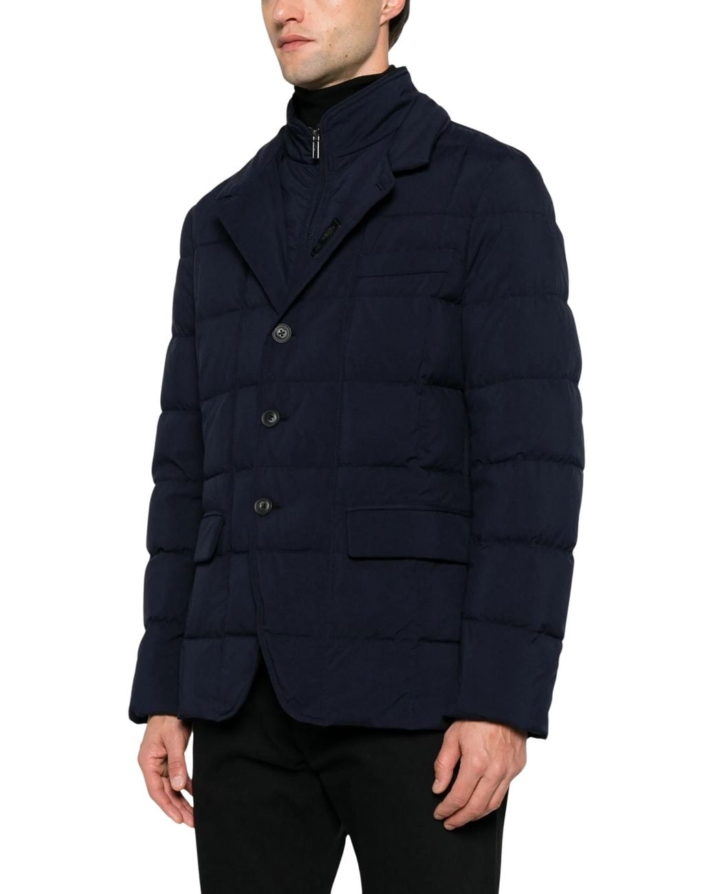 Fay Blue Quilted Double-Front Coat for men