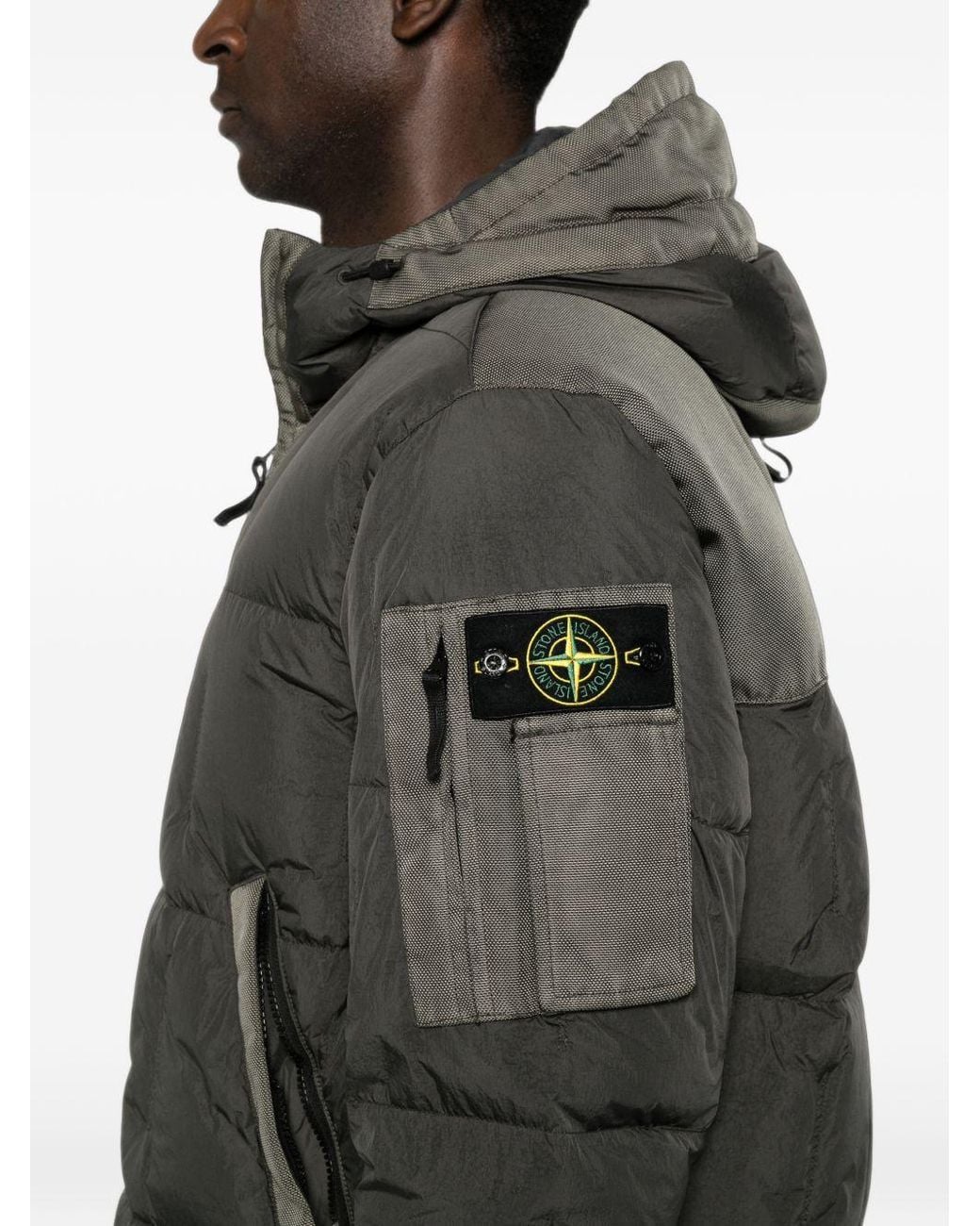 Stone Island Black Nylon Down Jacket for men