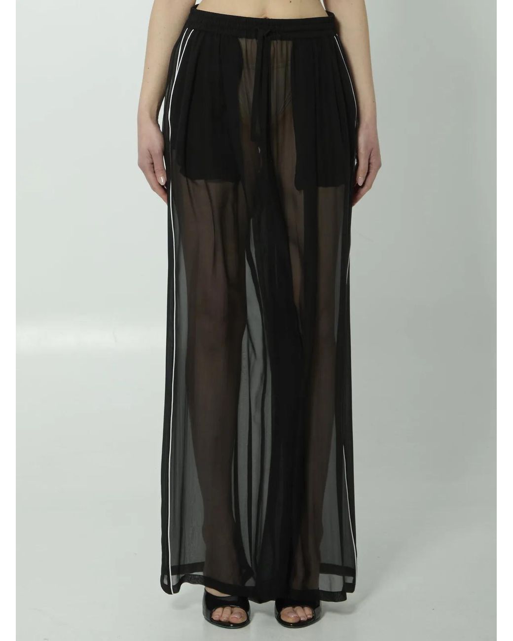 Dolce & Gabbana Black Silk Chiffon Pants