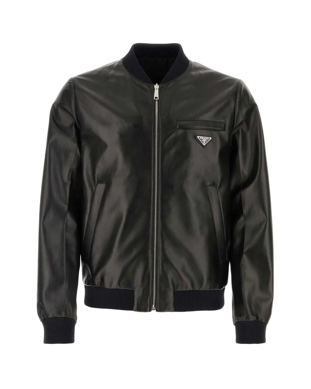 Prada Black Nappa Leather Reversible Bomber Jacket for men