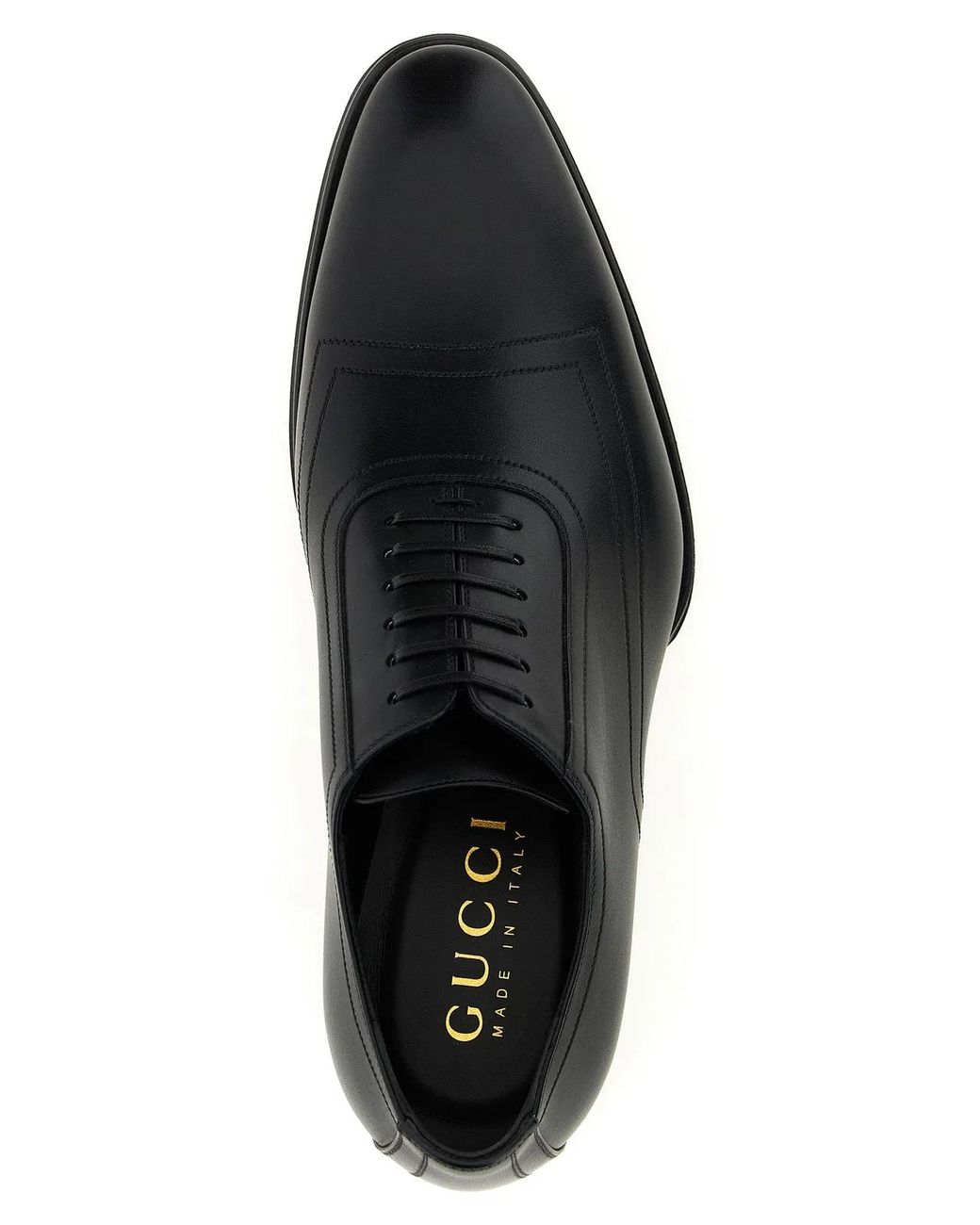 Gucci Black Leather Lace Up Shoes for men