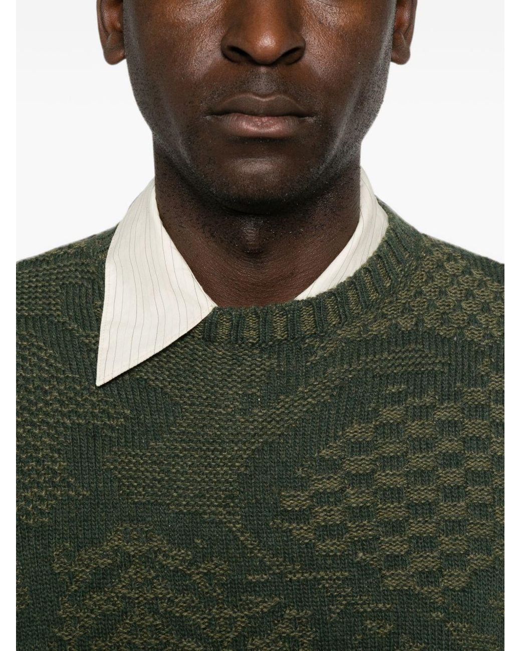 Etro Green Cable Knit Wool Sweater for men