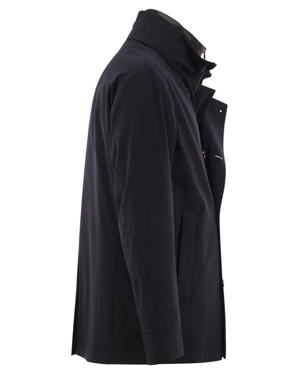 Montecore Black Double-Breasted Technical Fabric Jacket With Detachable Inner Bib for men