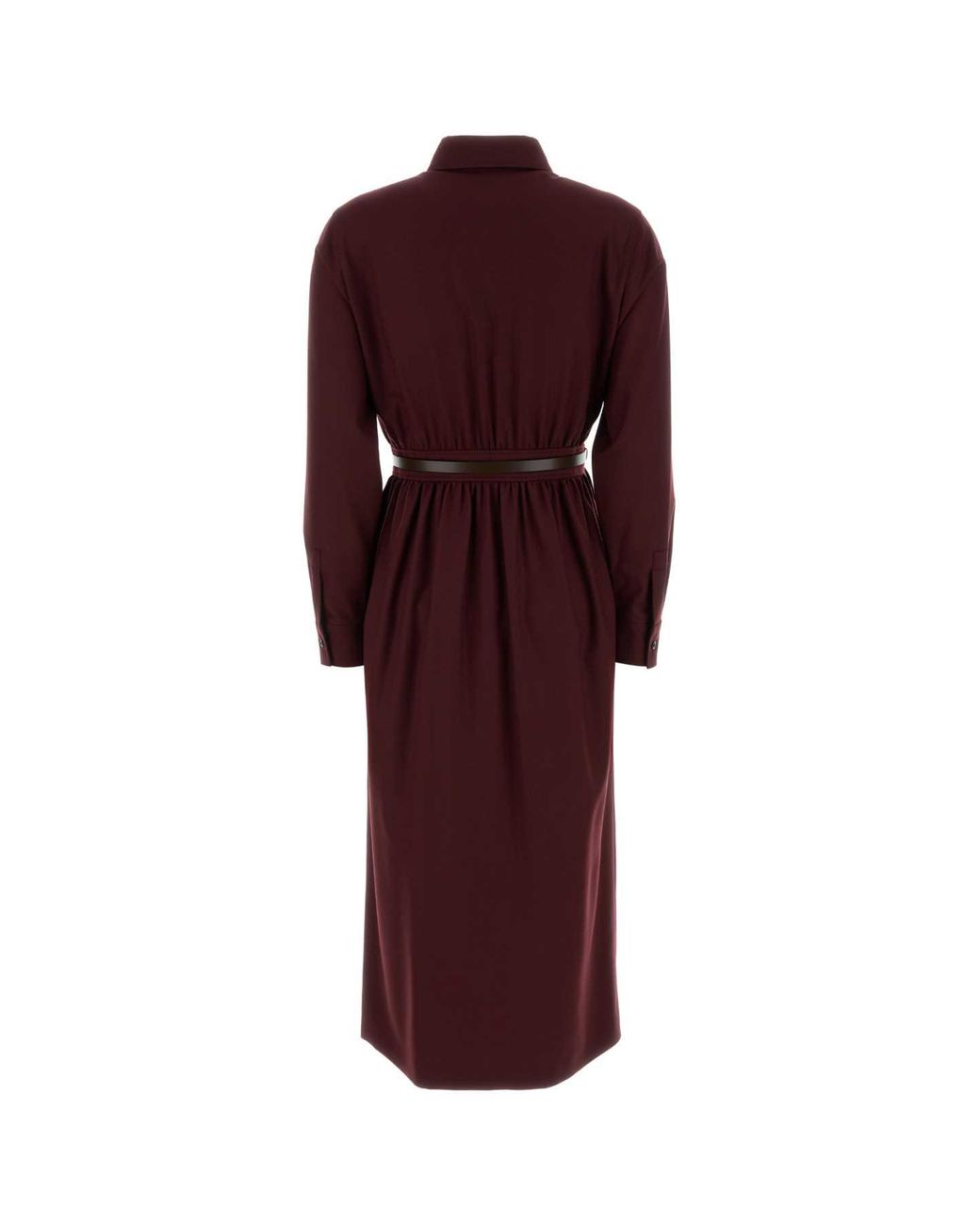 Max Mara Red Long Sleeve Belted Shirt Dress