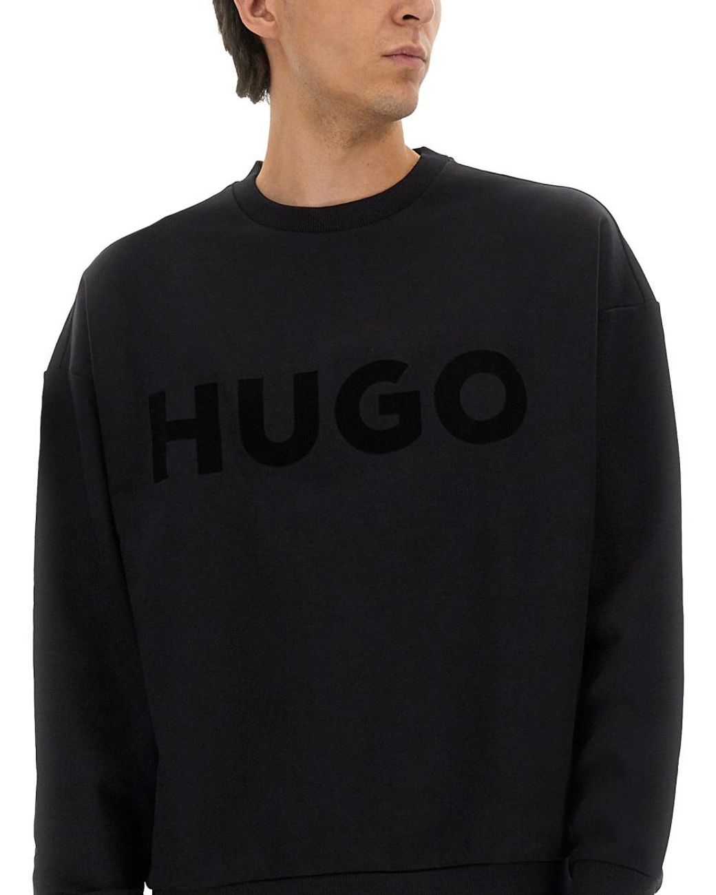 HUGO Black Crew Neck Sweatshirt for men