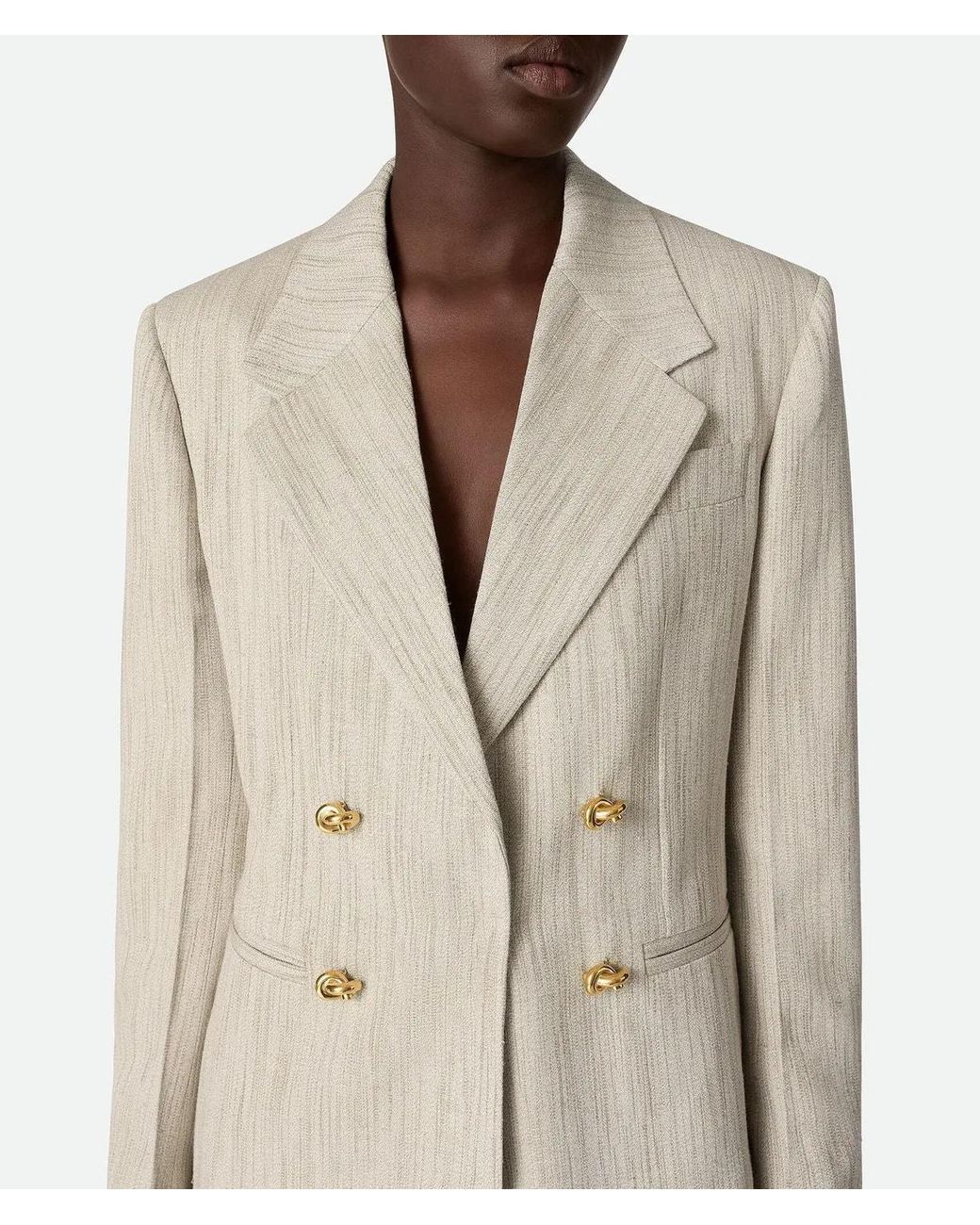 Bottega Veneta White Double-Breasted Viscose And Silk Jacket