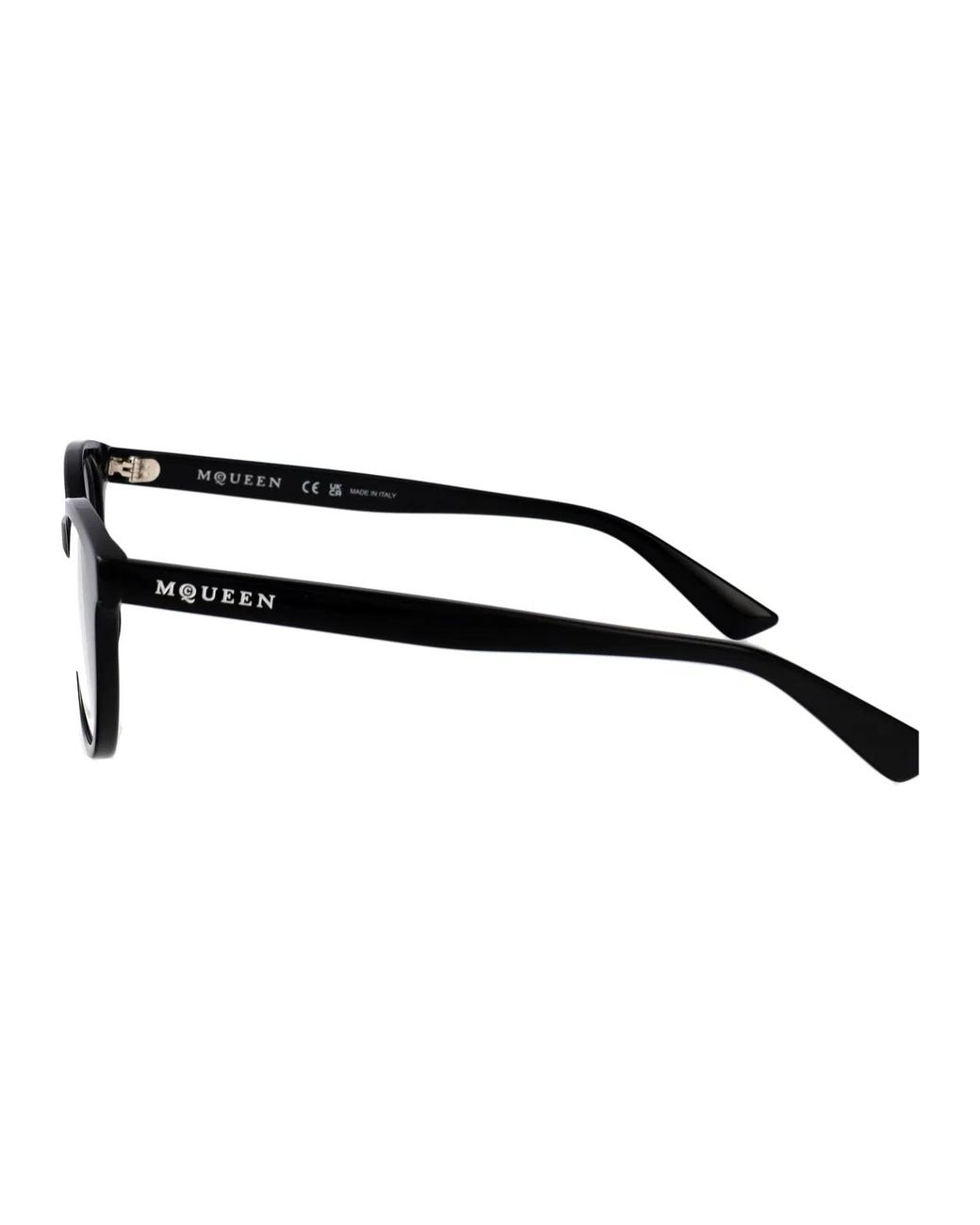 McQueen Black Transparent Acetate Glasses for men