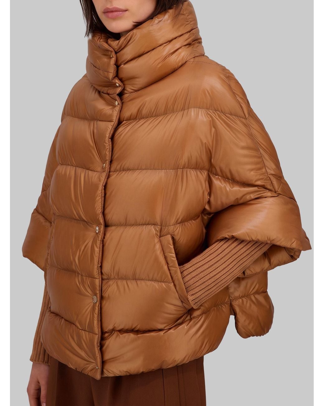 Herno Brown High-Neck Cape