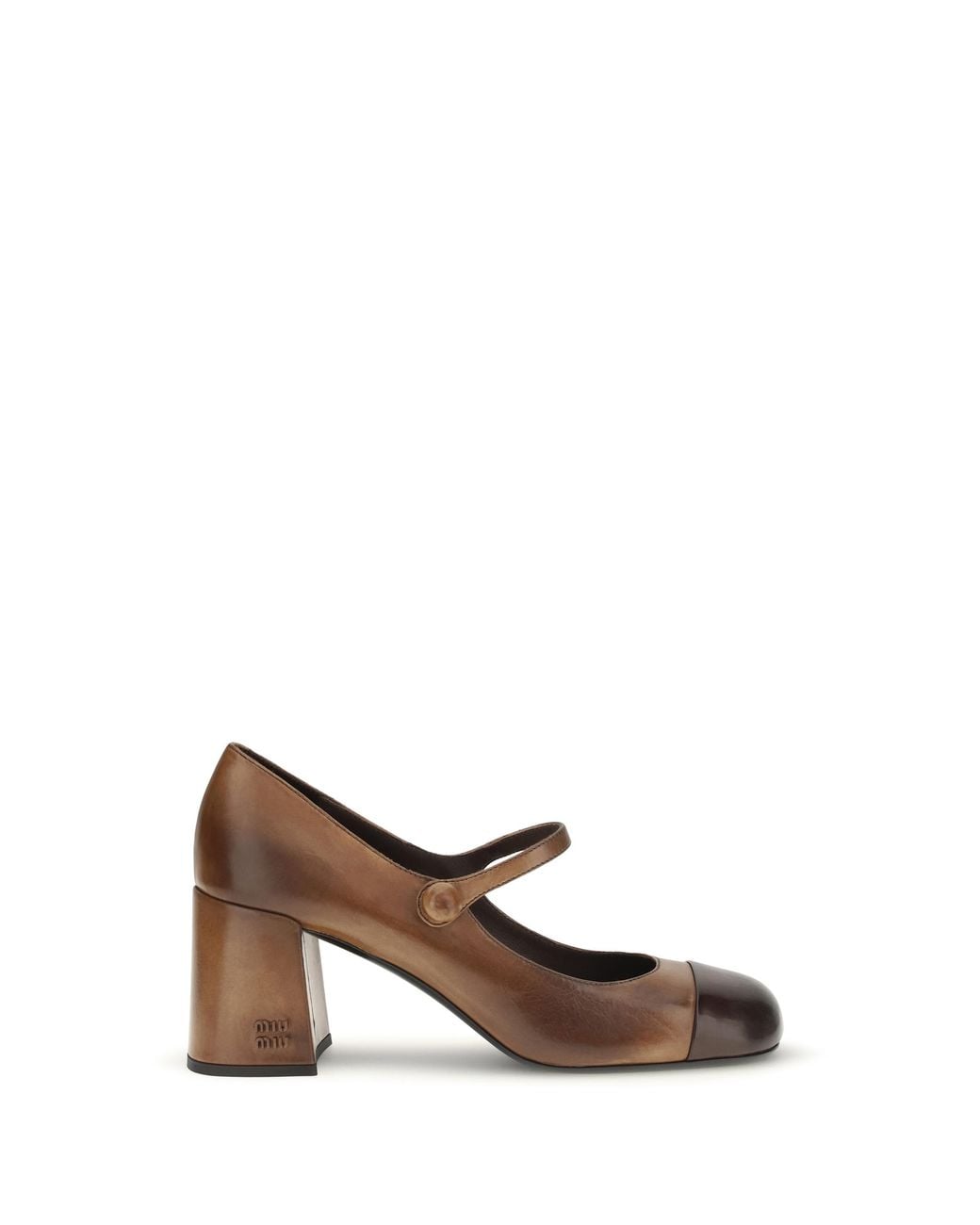 Miu Miu Brown Leather Mary Jane Ballerinas