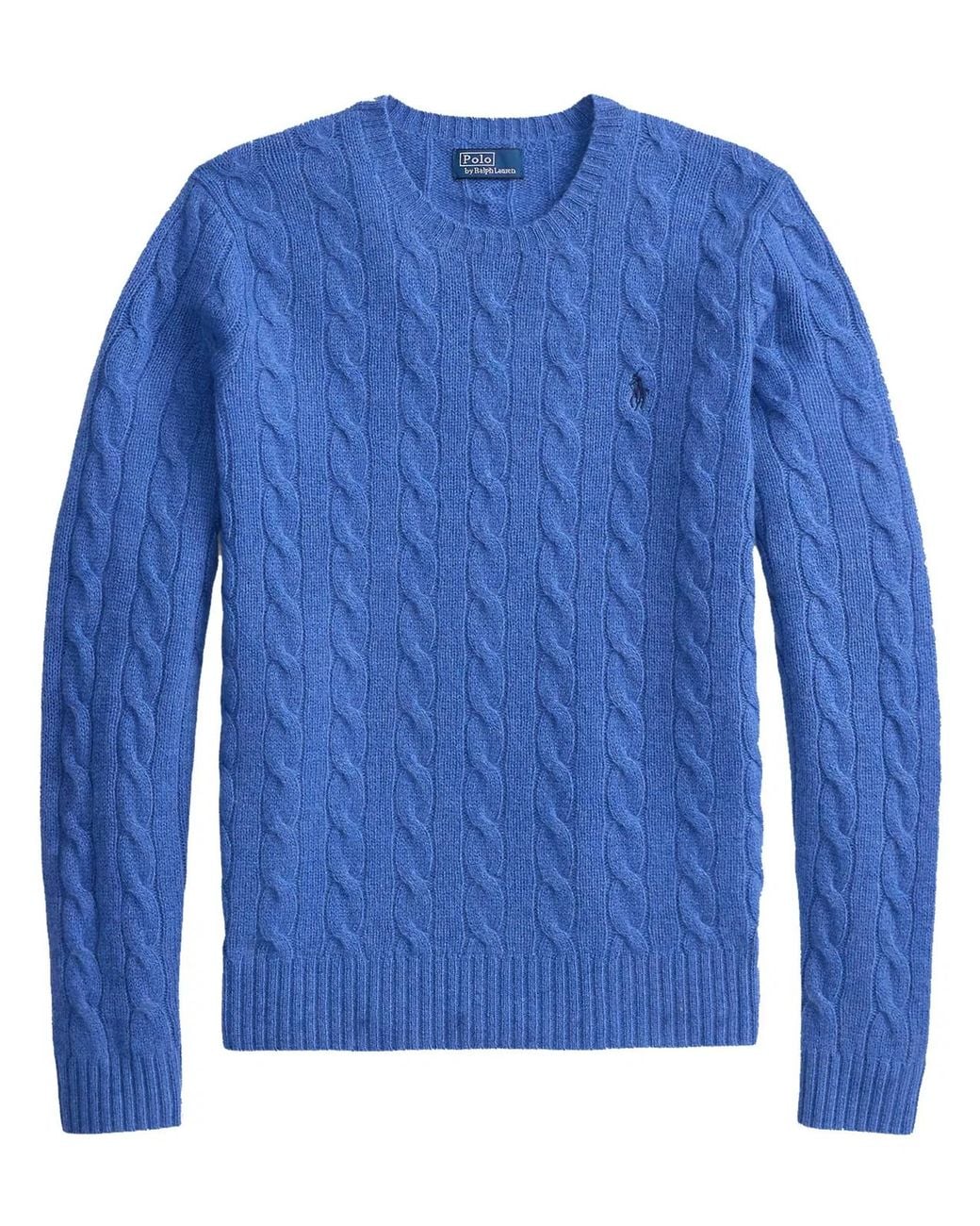 Polo Ralph Lauren Blue Long Sleeve Cable Knit Pullover With Fitted Silhouette