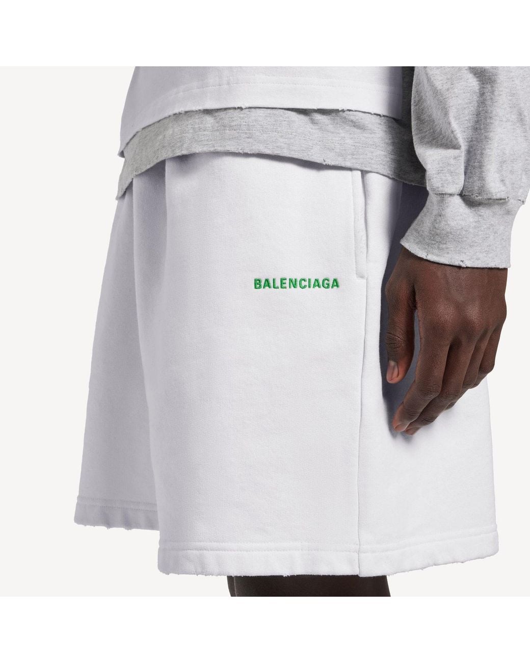 Balenciaga White Back Relaxed Fit Shorts for men