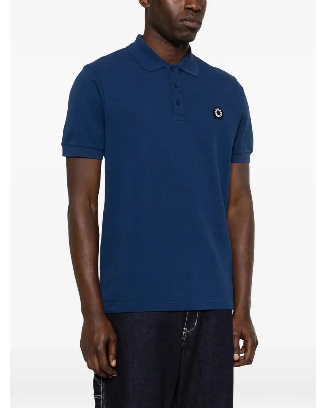 KENZO Blue Polo Gots Boke Flower 2.0 Crest for men