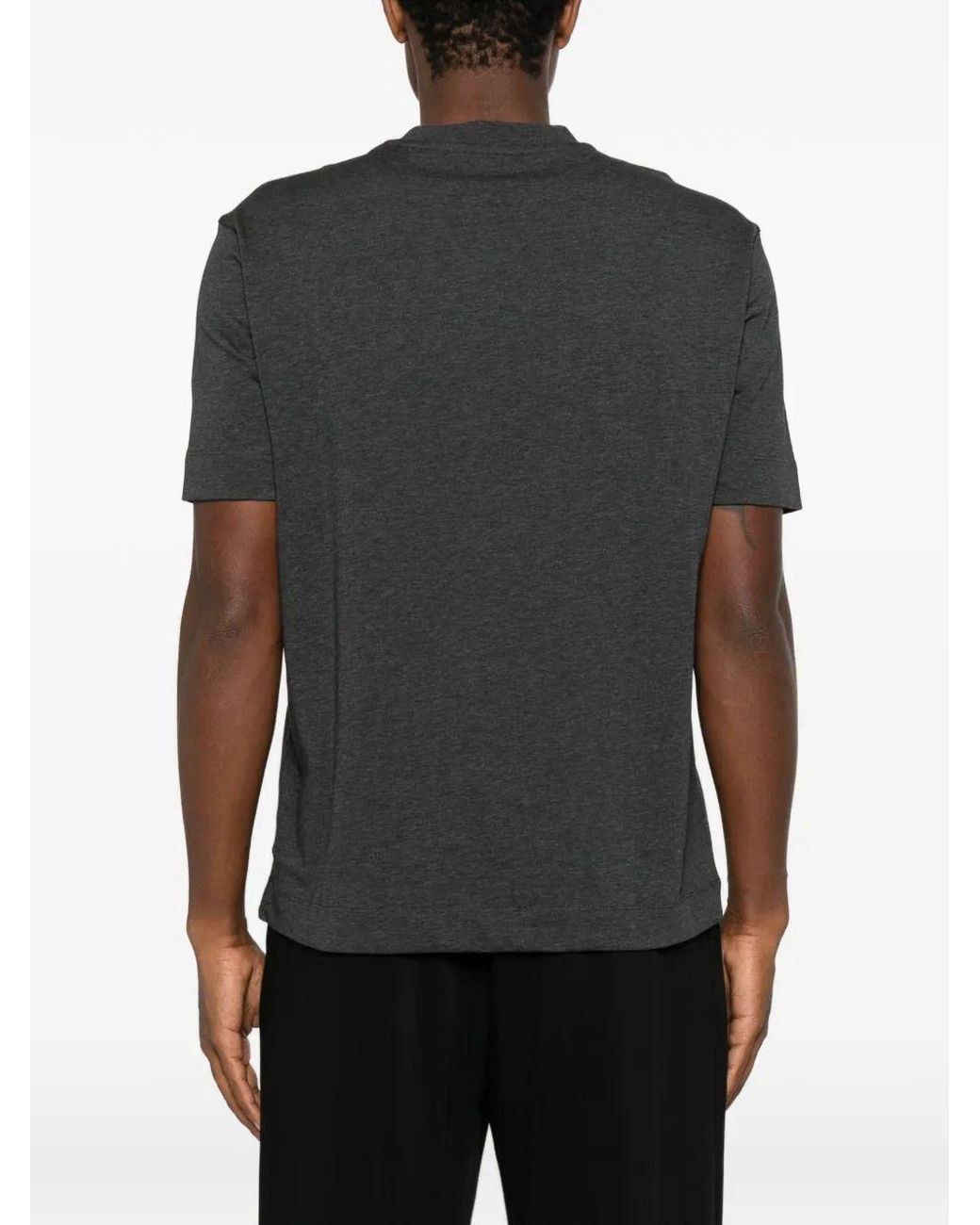Emporio Armani Black T-Shirt With Embroidered Logo for men