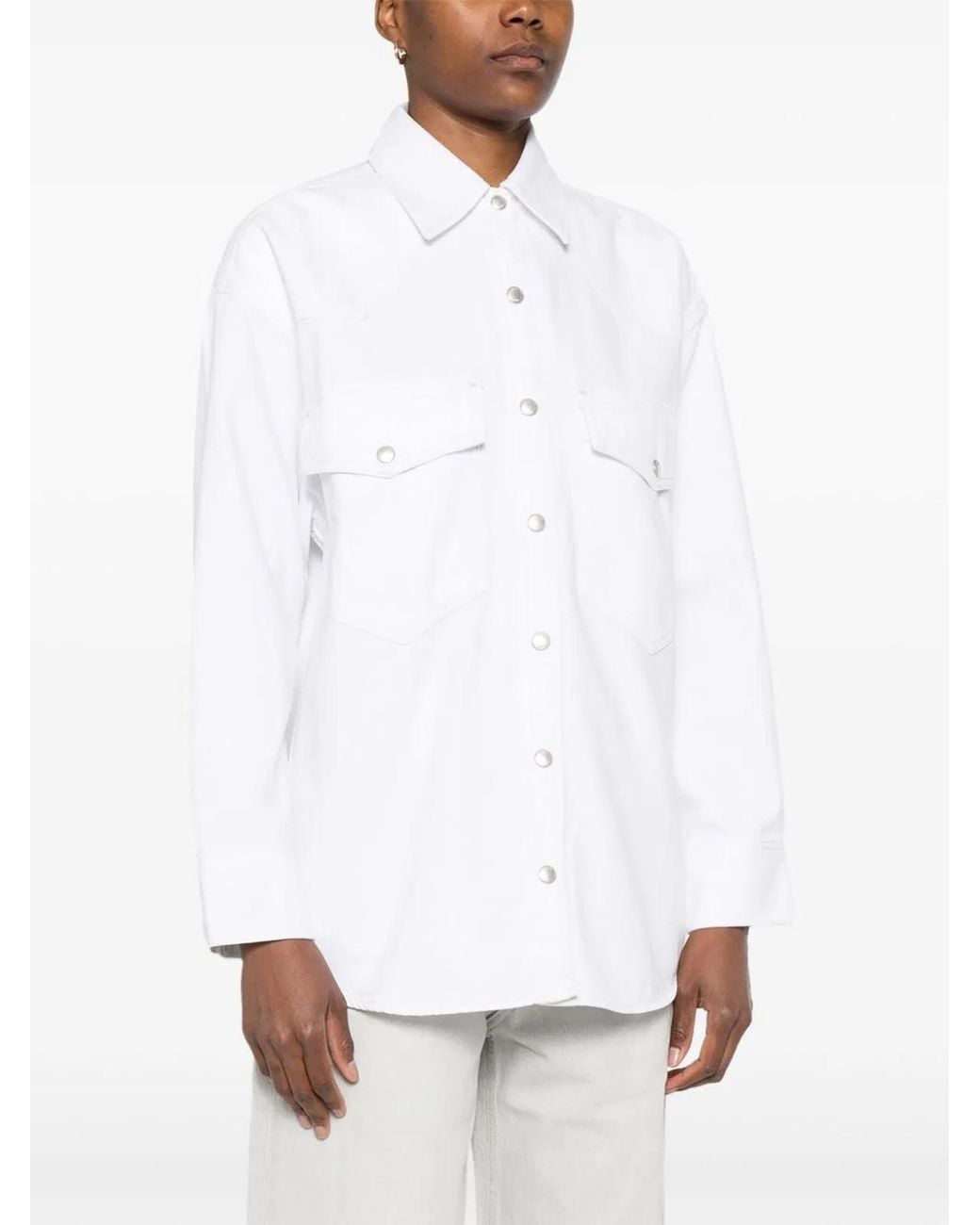 Agolde White Press-Stud Shirt