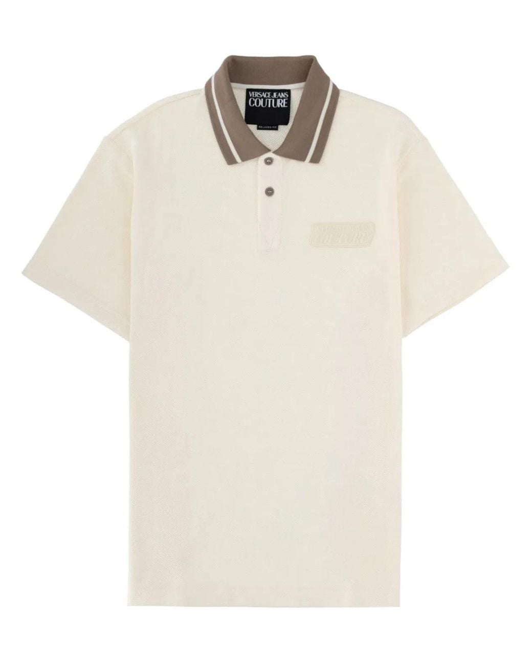 Versace Jeans Couture White Polo Con Patch Logo for men