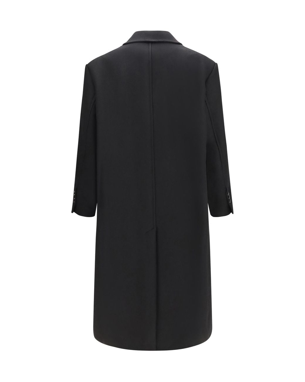 AMI Black Long Double Breasted Wool Coat for men