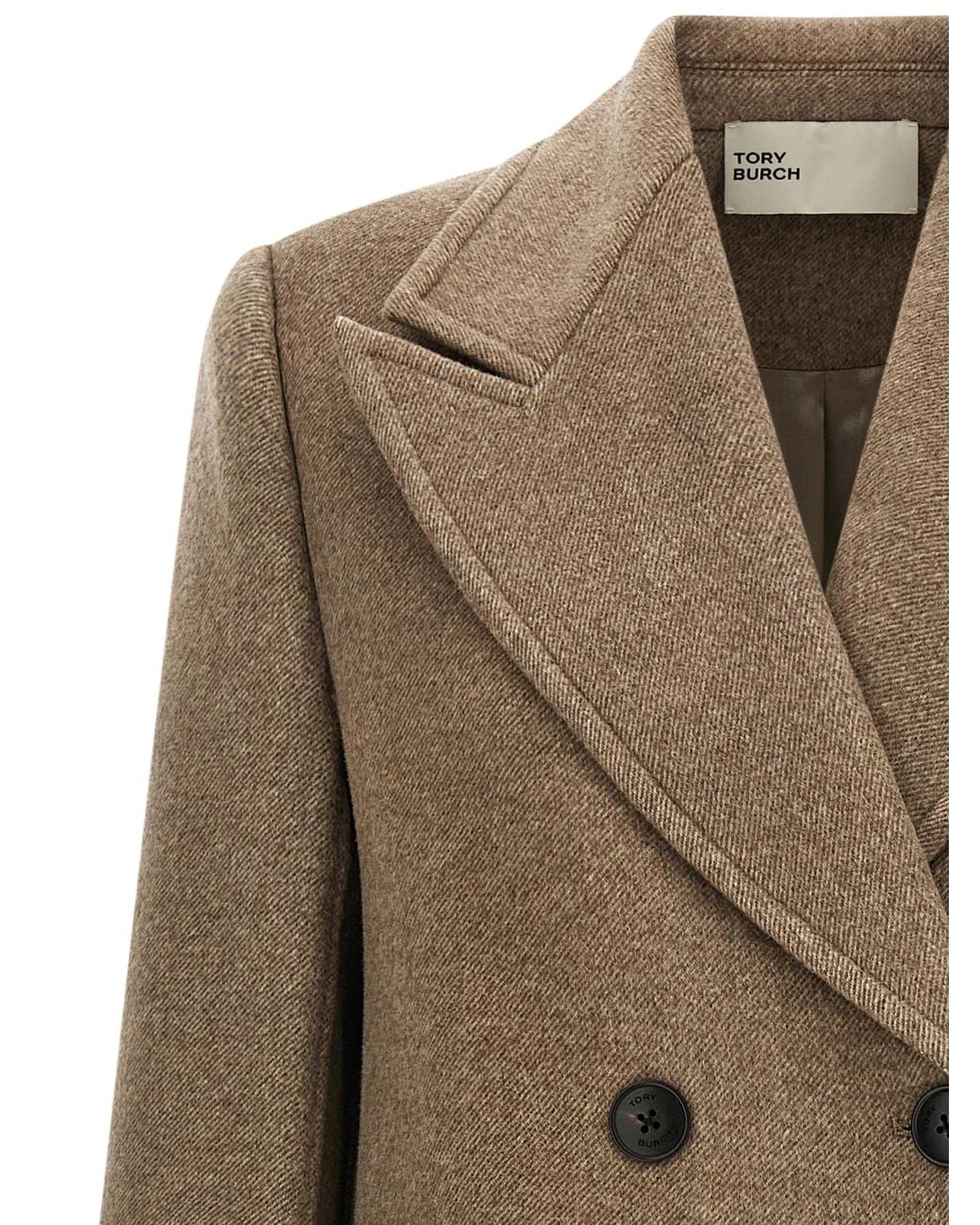 Tory Burch Natural Double-Breasted Coat