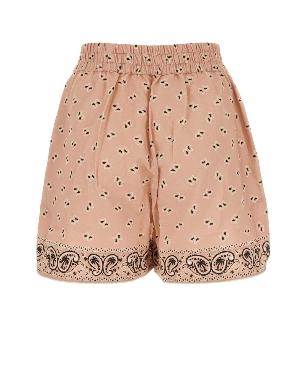 Palm Angels Natural Printed Linen Blend Shorts