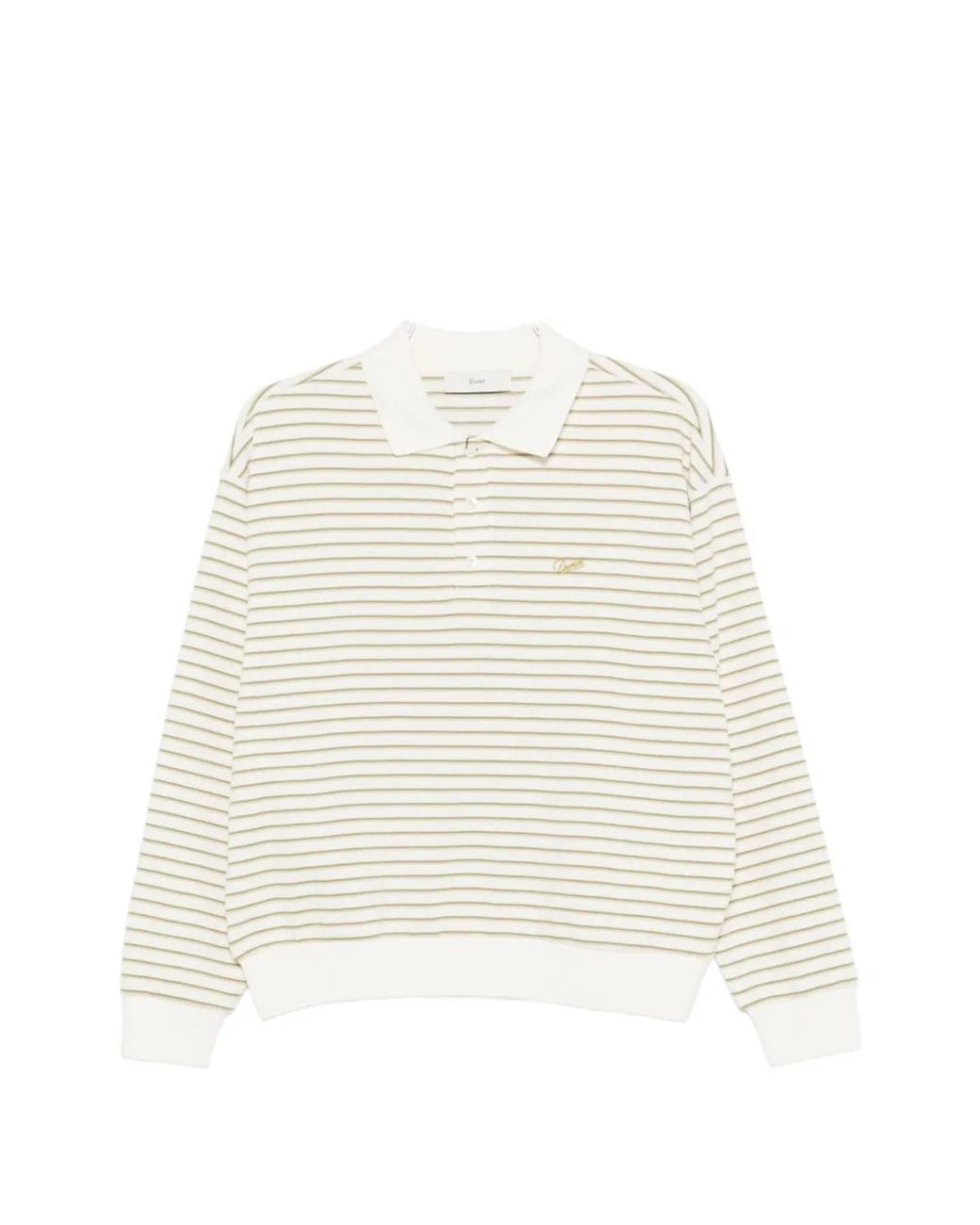 DUNST White Striped Cotton Polo Shirt