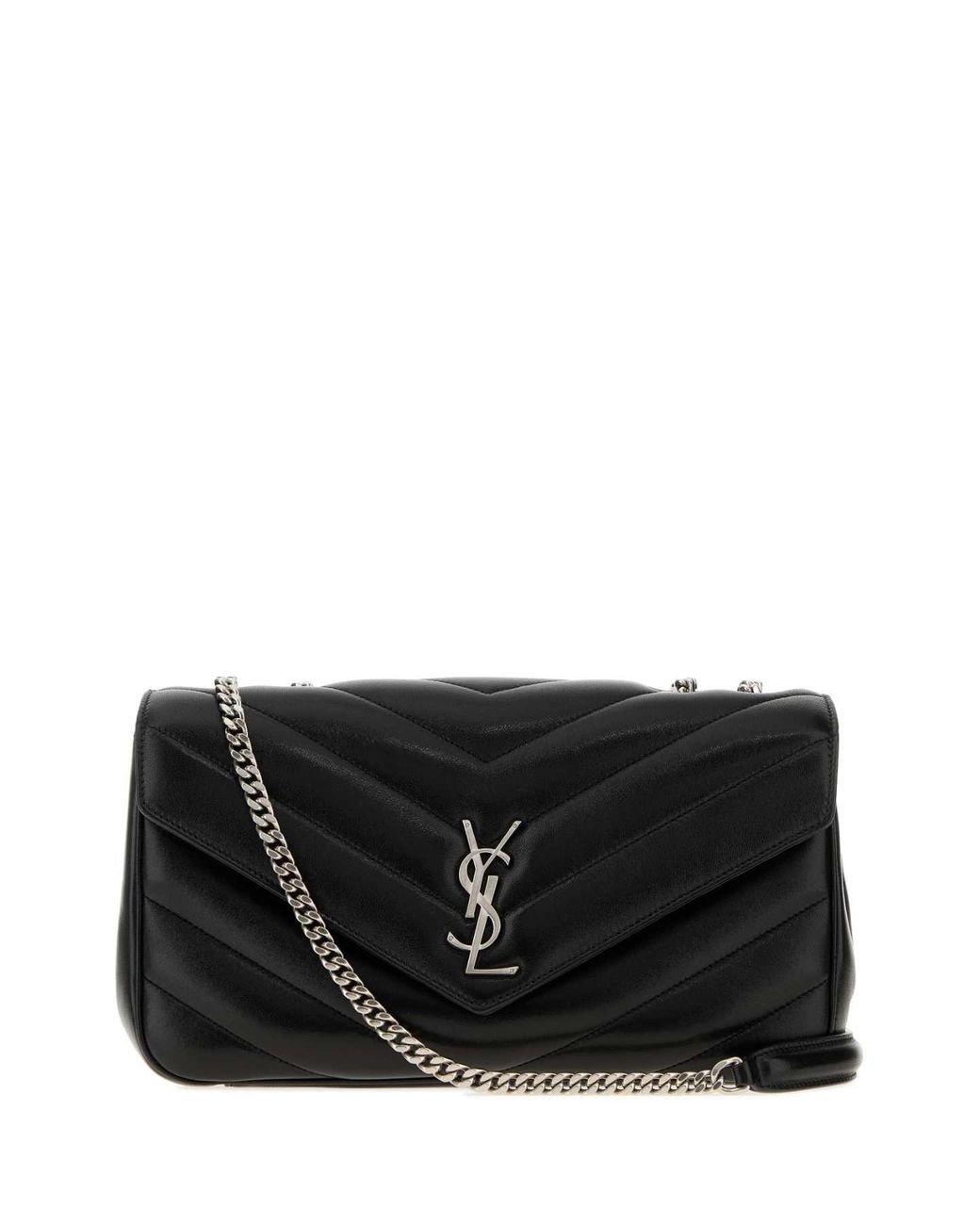 Saint Laurent Black Leather Medium Loulou Shoulder Bag