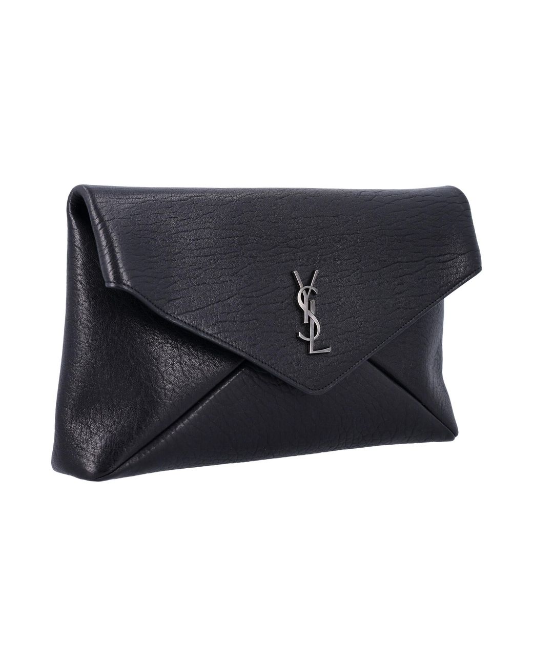 Saint Laurent Black Lambskin Cassandre Large Pouch for men