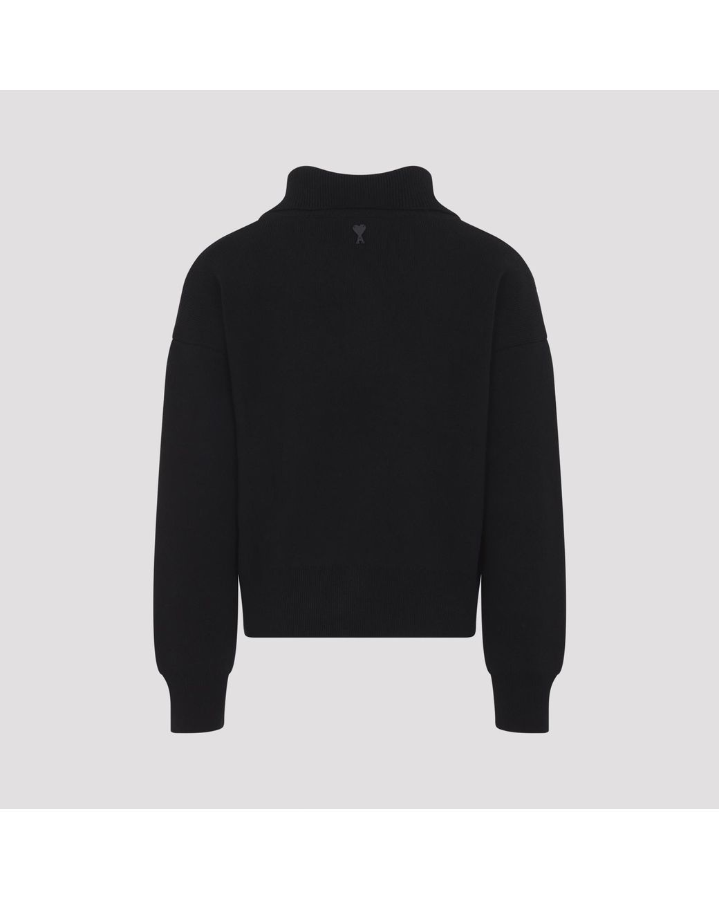 AMI Black High Buttoned Collar Sweater for men