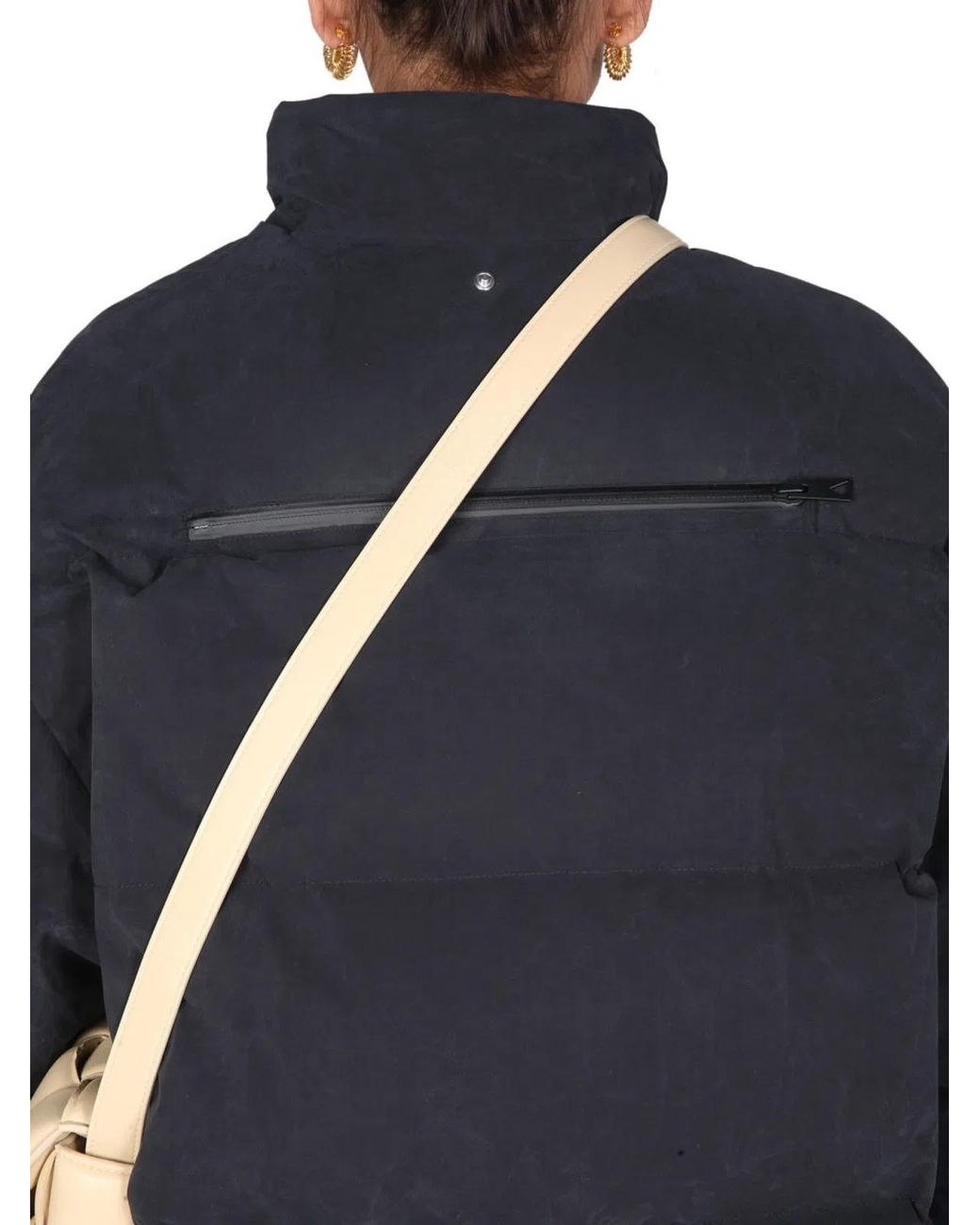 Bottega Veneta Blue Satin Poplin Hooded Down Jacket