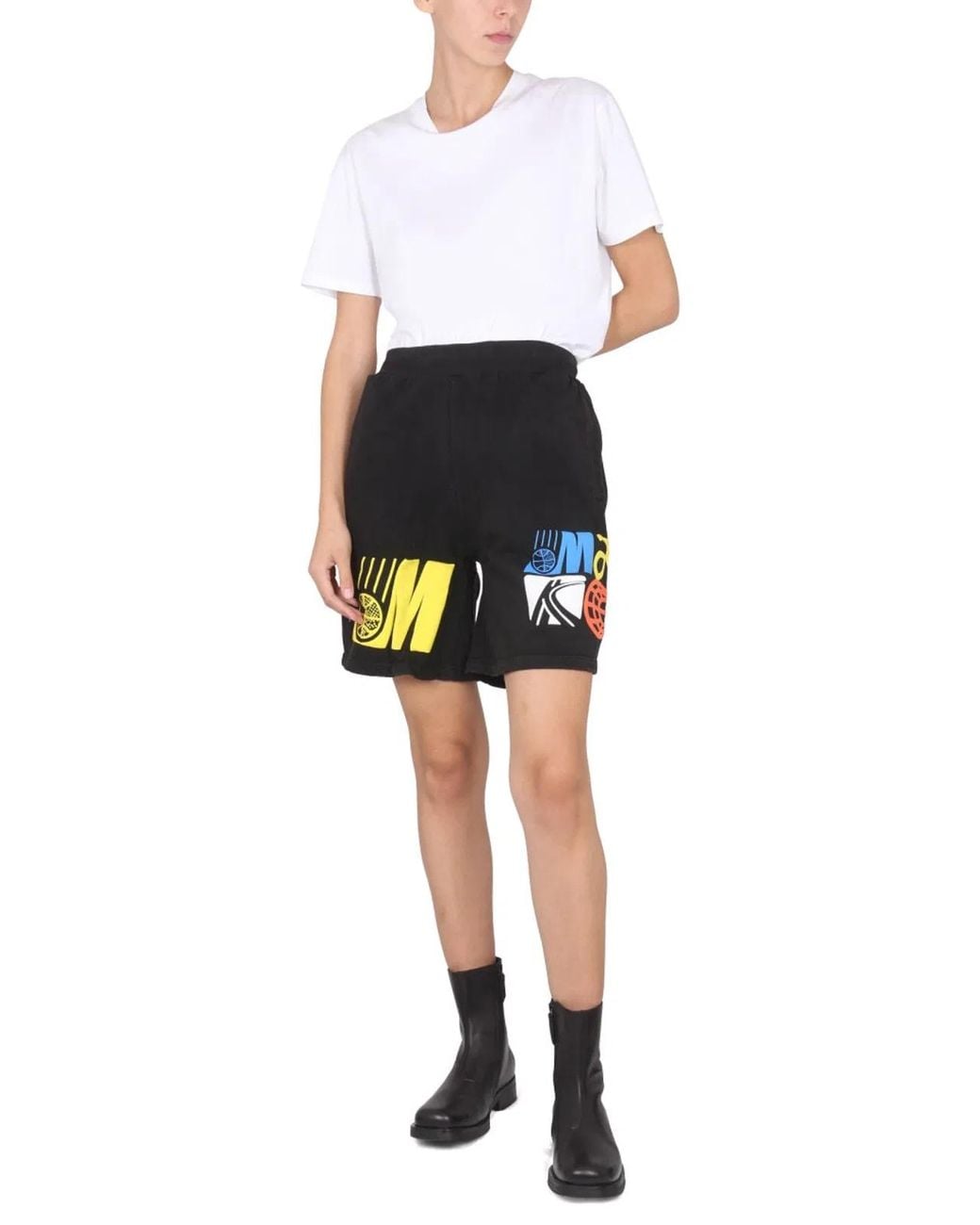Market Black Bermuda With Logo Print