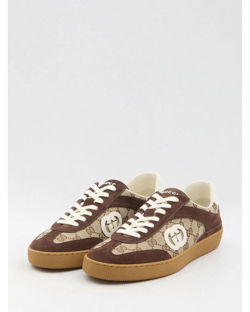 Gucci Black Gg Fabric And Suede Sneakers for men