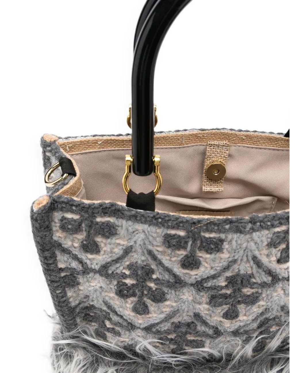 La Milanesa Gray "Lady" Medium Crochet Bag