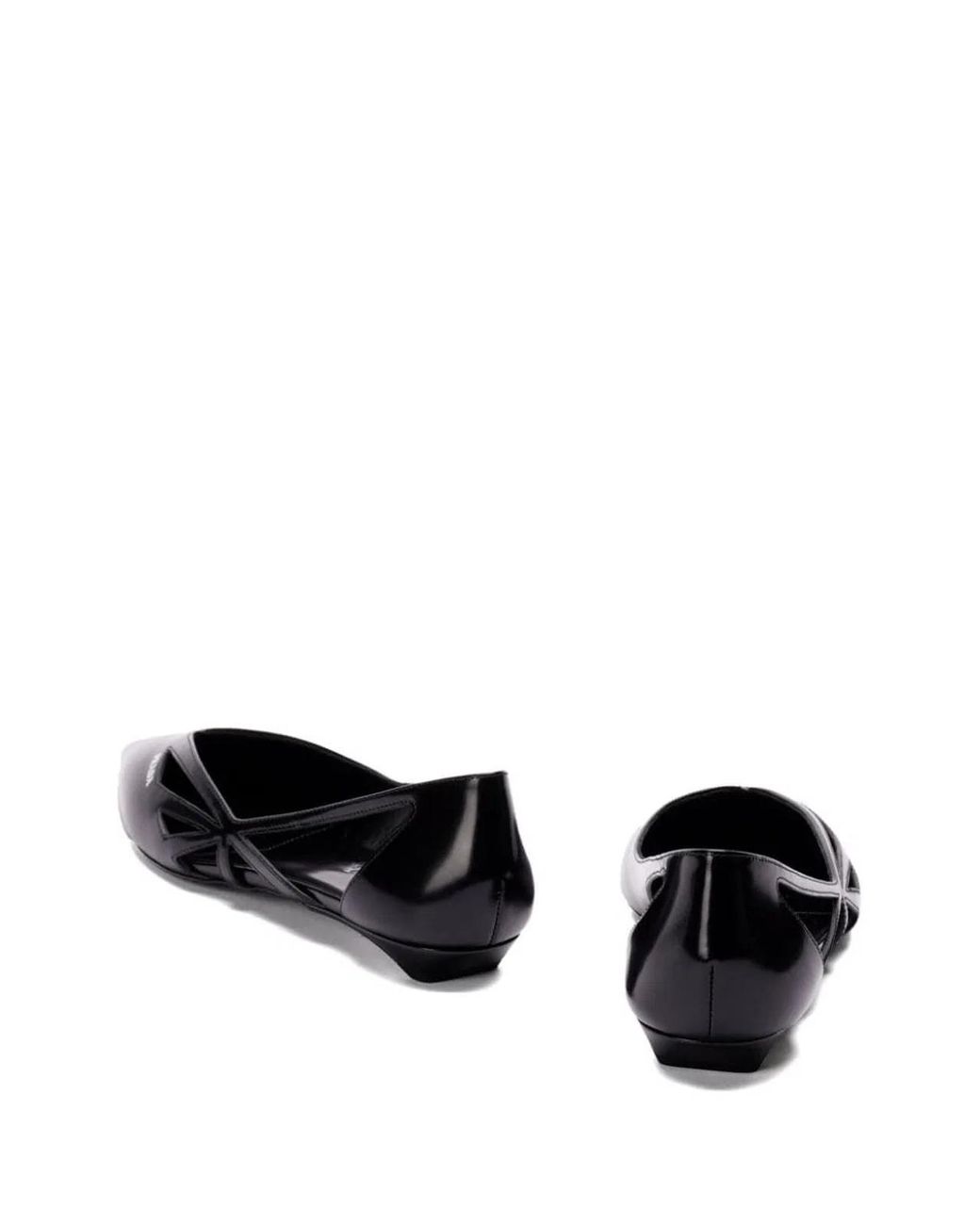 Prada Black 15Mm Cut-Out Leather Ballerina Shoes
