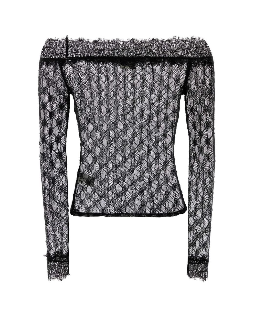 Isabel Marant Black Lace Off Shoulder Top
