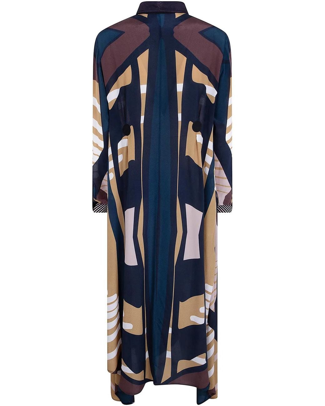 VOLANTIS Blue "Riad" Shirt Neck Dress
