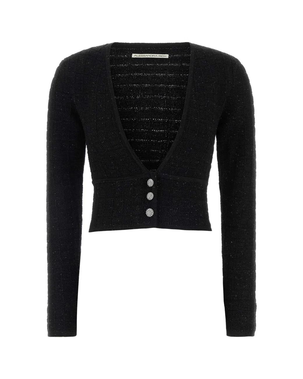 Alessandra Rich Black Boucle Cardigan