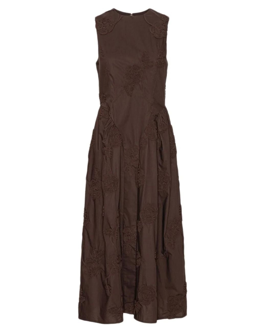 ROTATE BIRGER CHRISTENSEN Brown Flower-Detail Midi Dress