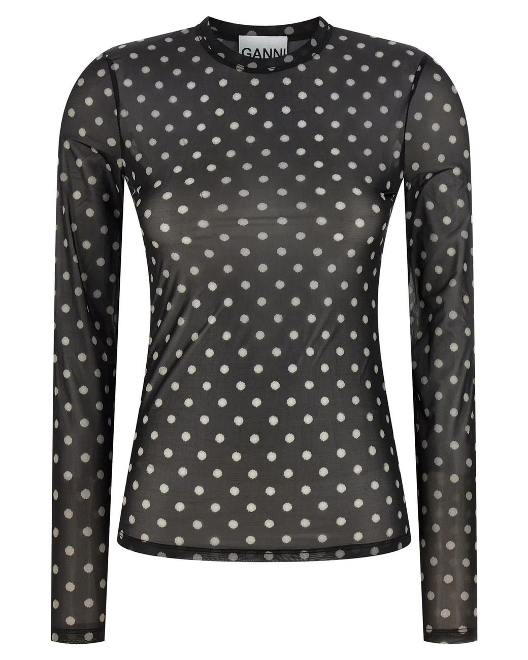Ganni Black 'Printed Sheer' Sweater