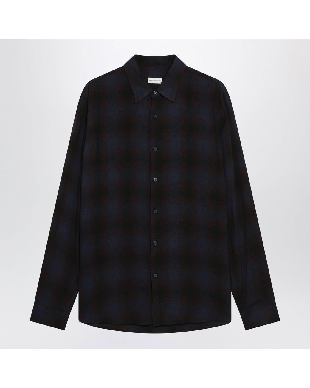 Dries Van Noten Black Checkpattern Viscose Shirt for men