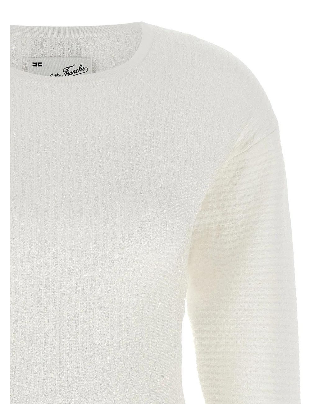 Elisabetta Franchi White Knitted Pleated Dress