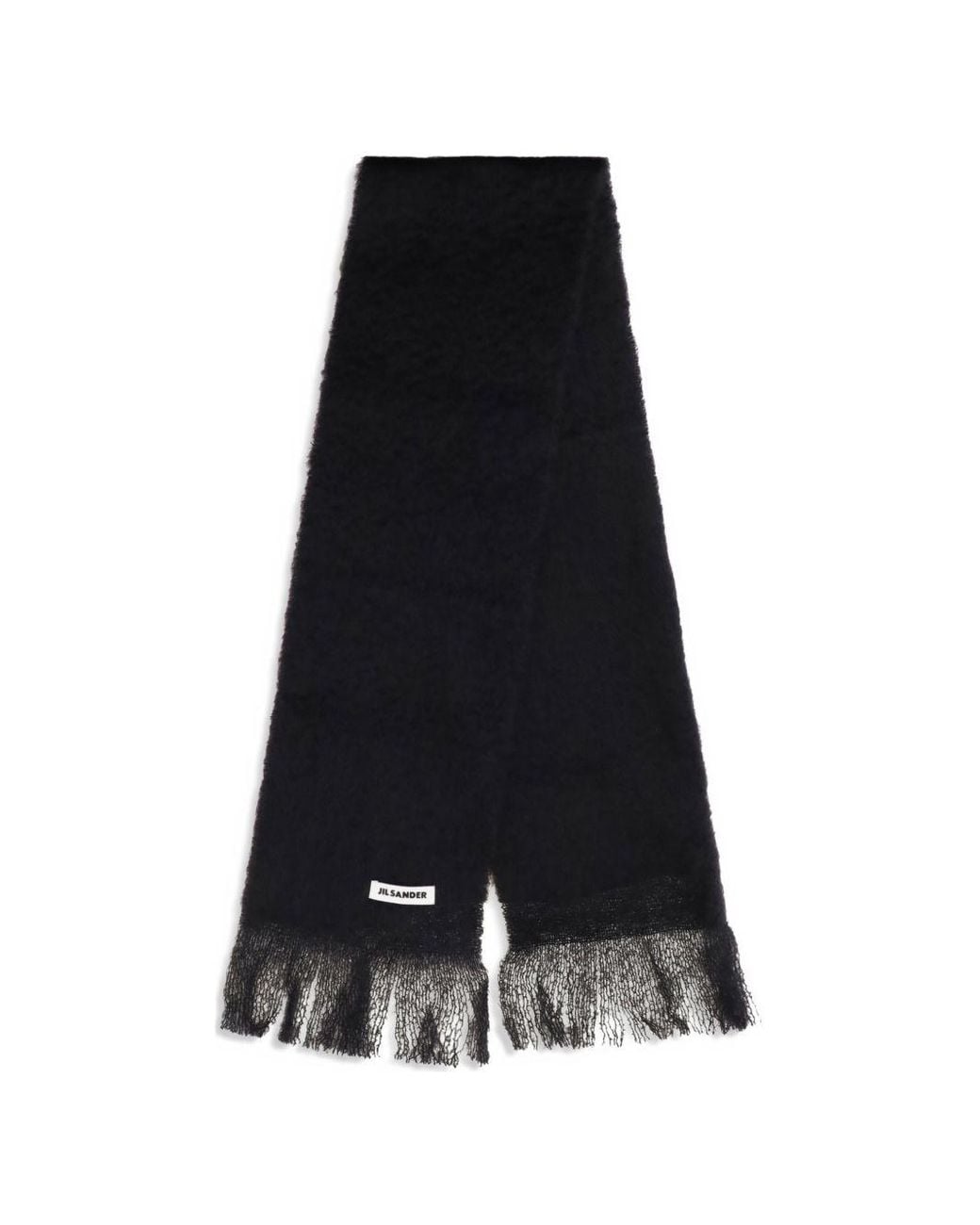 Jil Sander Black Wool Scarf With Logo