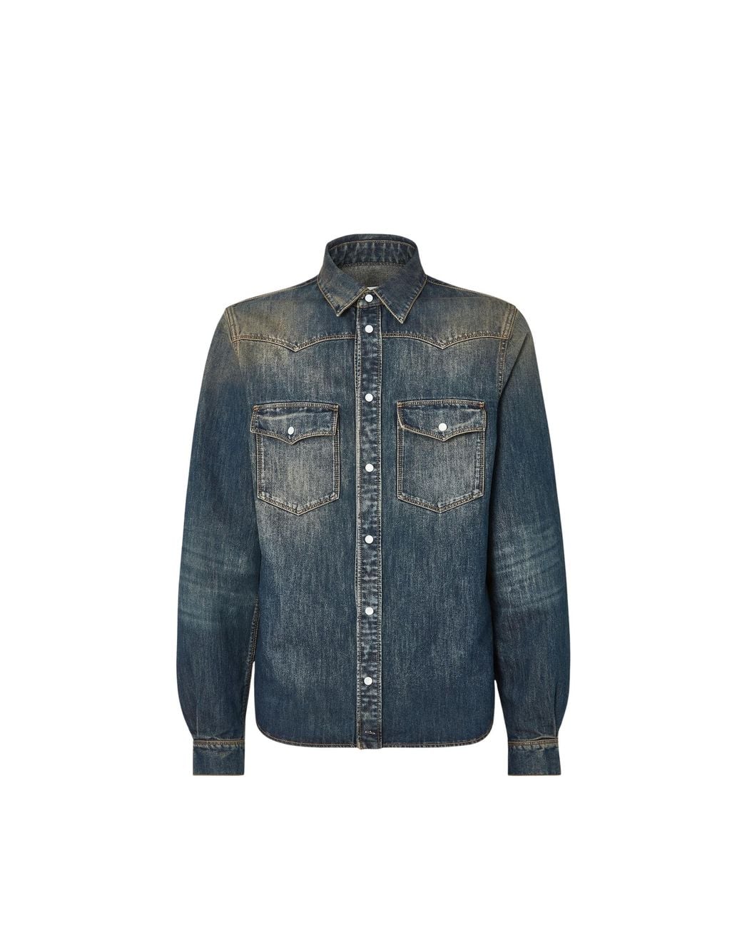 Fendi Blue Camicia Jeans Blu Lavato for men