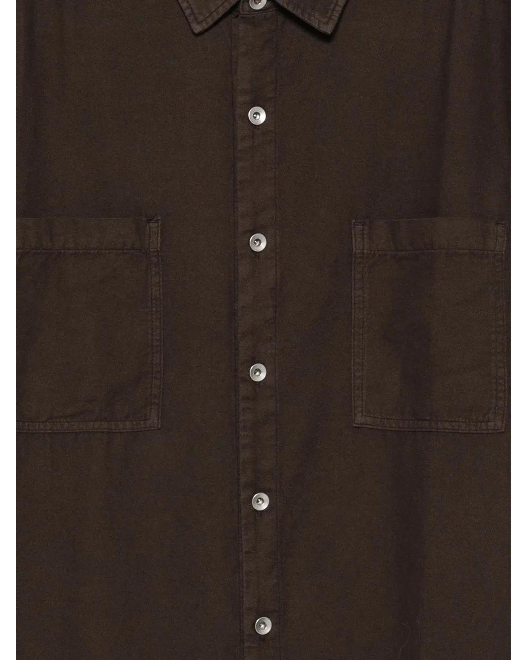 Rick Owens Brown Utility-Driven Cotton Shirt With Chest Pockets for men