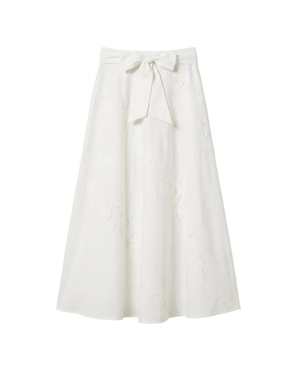 Twinset White Lace Panel Bow Skirt