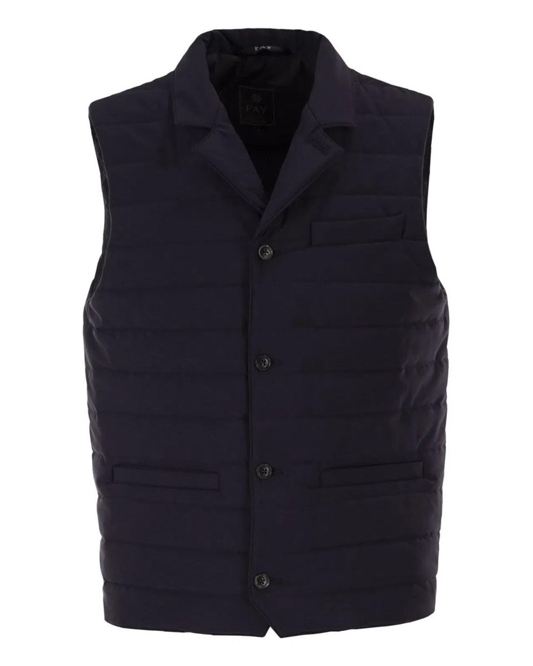 Fay Blue Quilted Stretch Nylon Waistcoat for men